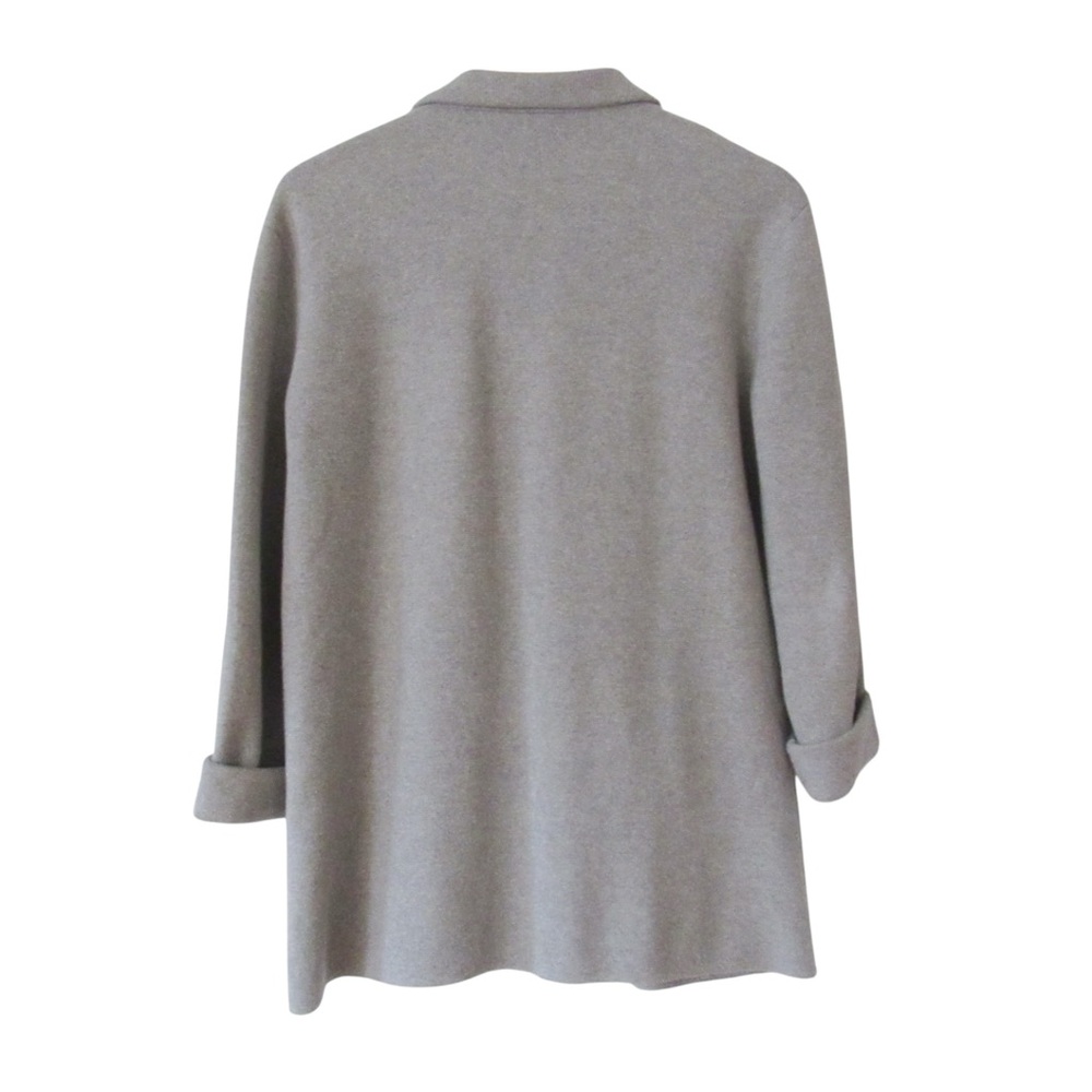 J Crew Factory Gray Sweater Blazer Medium Cotton Pockets Knit 2 Button Office - Picture 2 of 9